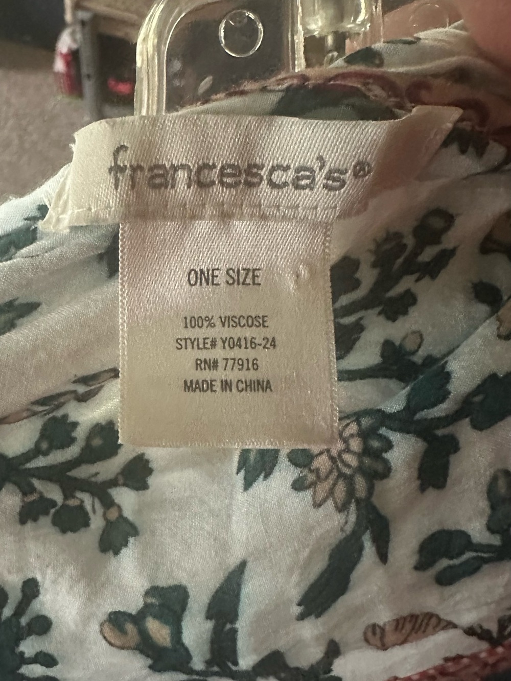 Francesca's Collections Floral Viscose Kimono - Teal & Cream - Picture 2 of 4